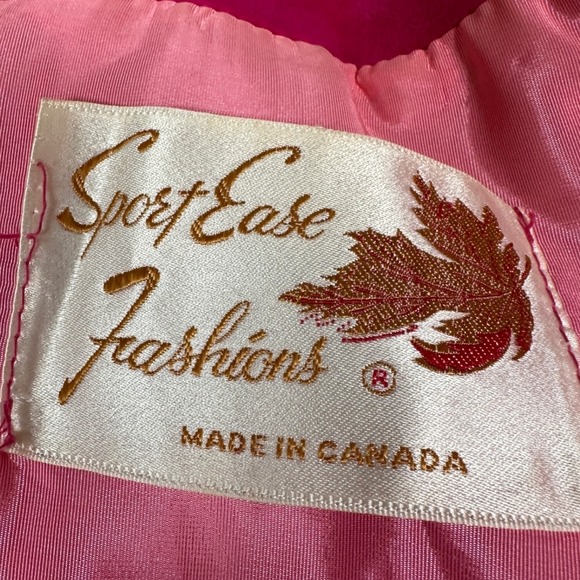 Vintage 60s retro Sport Ease Fashions Hot Pink Velvet Bow Neck swing coat 50s - Picture 5 of 13